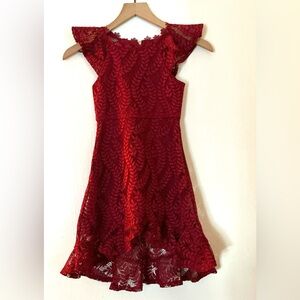 GB Girls Red Lace Formal Dress
